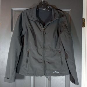 Eddie Bauer Soft Shell Jacket Black Rugged Ripstop Gorpcore Outerwear  Sz Small